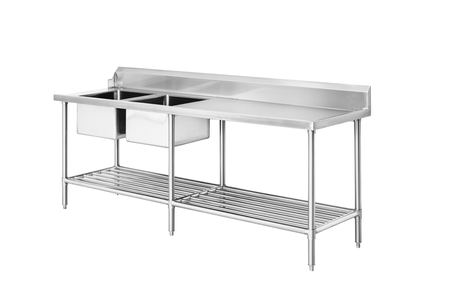 DSBD7-2400L/A Left Inlet Double Sink Dishwasher Bench