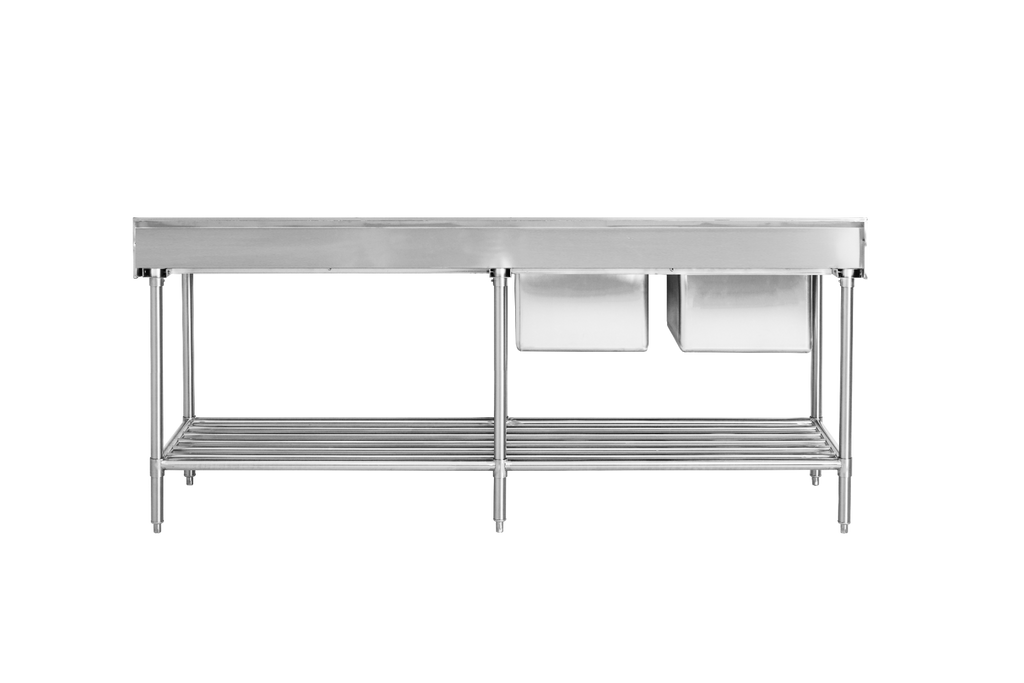 DSBD7-2400L/A Left Inlet Double Sink Dishwasher Bench