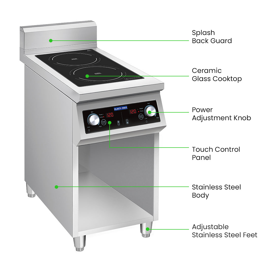 Electmax 700 Series Induction 2-Burner Cooker with Splashback EIC7-400P