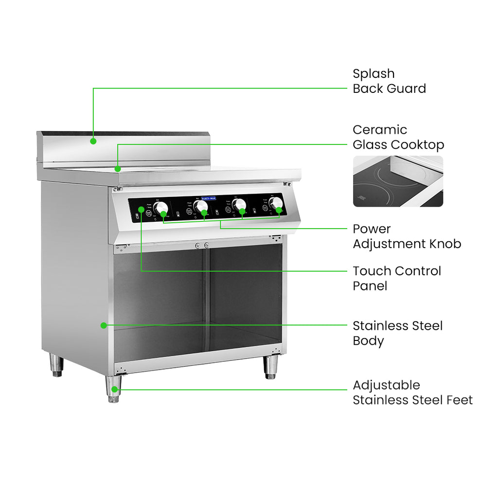 Electmax 700 Series Induction 4-Burner Cooker with Splashback EIC7-800P