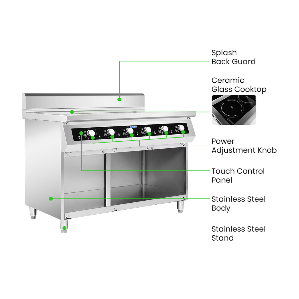 ElectMax 900 Series Induction 6 Burner Cooker with Splashback EIC9-1200P