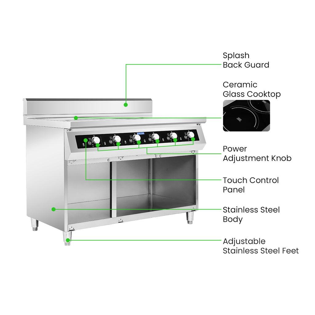 Electmax 700 Series Induction 6-Burner Cooker with Splashback - EIC7-1200P