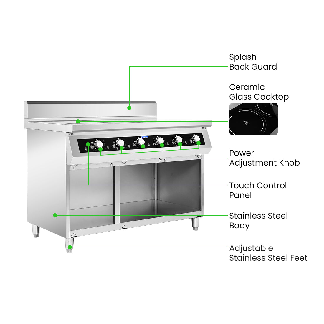 Electmax 700 Series Induction 6-Burner Cooker with Splashback - EIC7-1200P