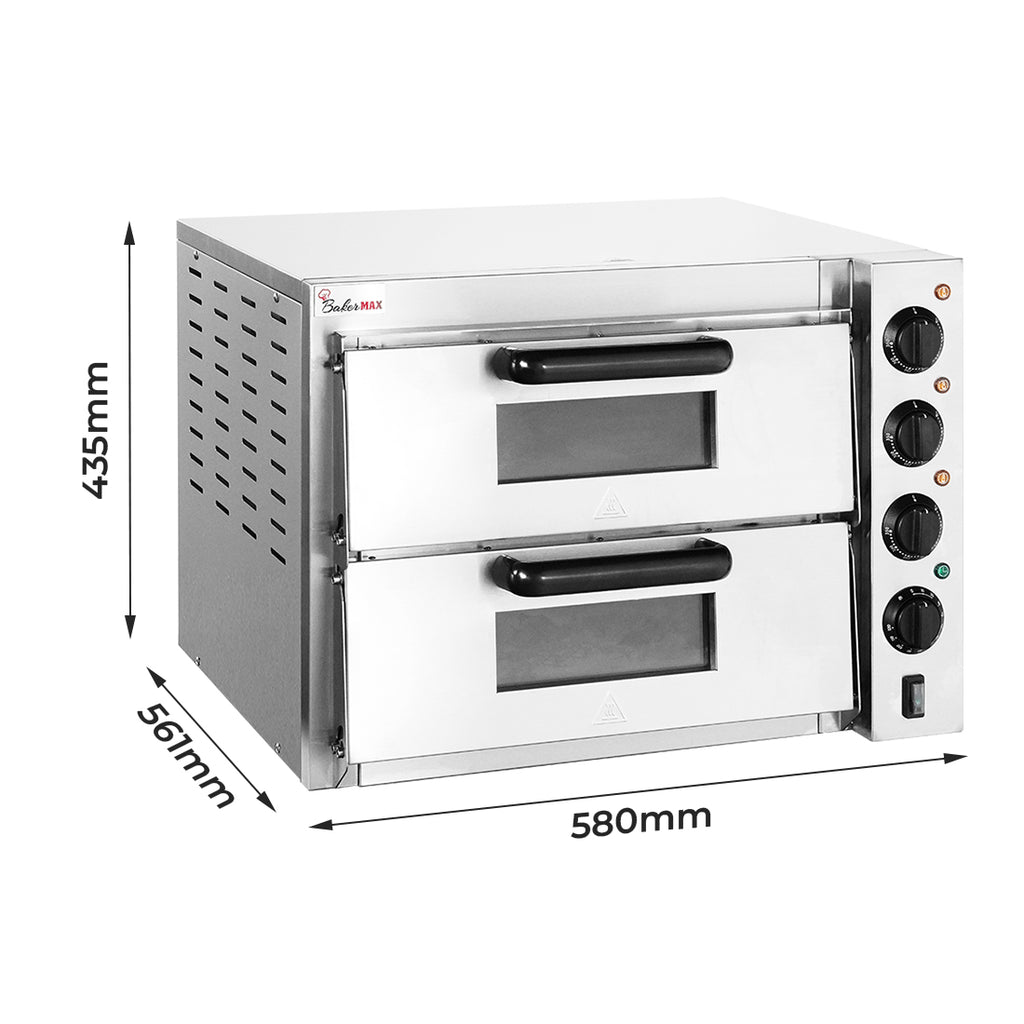 BakerMax Compact Countertop Double Deck Electric Pizza Oven - EP-2T