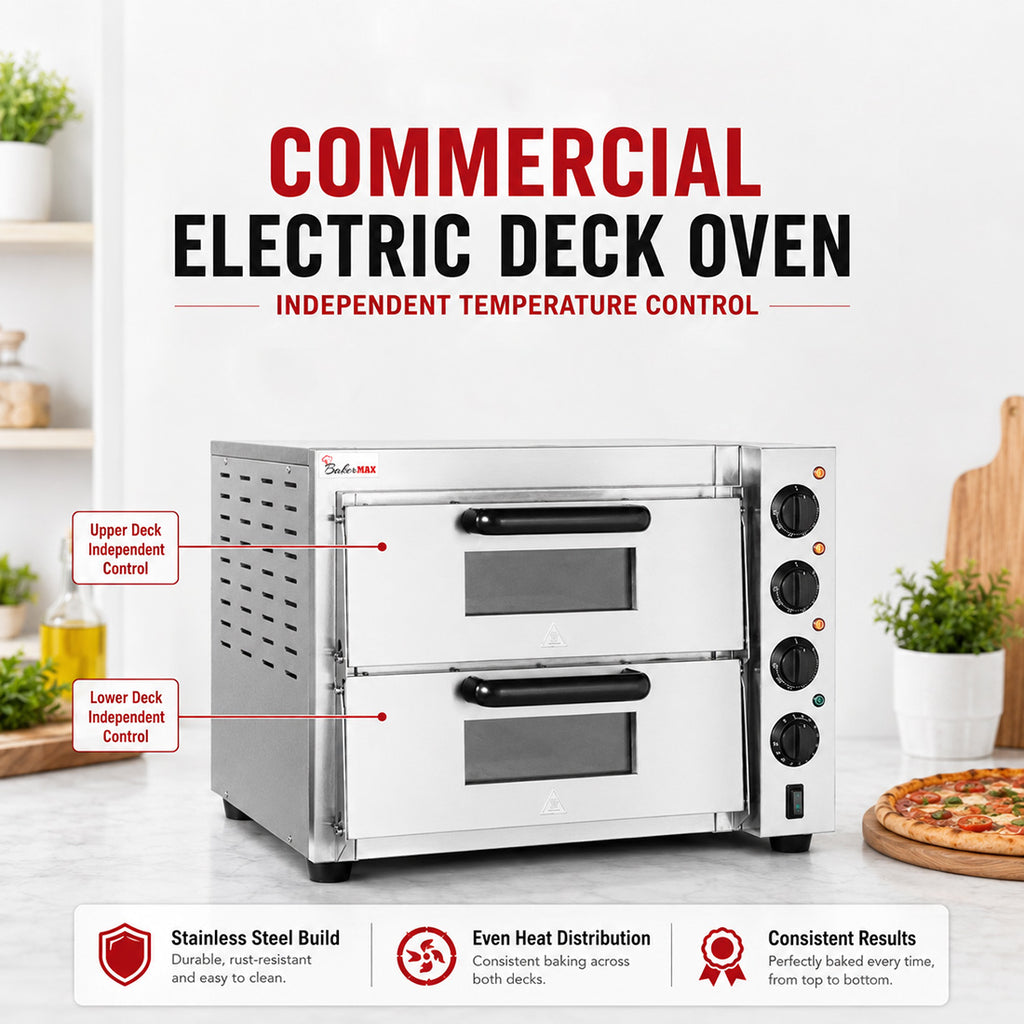 BakerMax Compact Countertop Double Deck Electric Pizza Oven - EP-2T