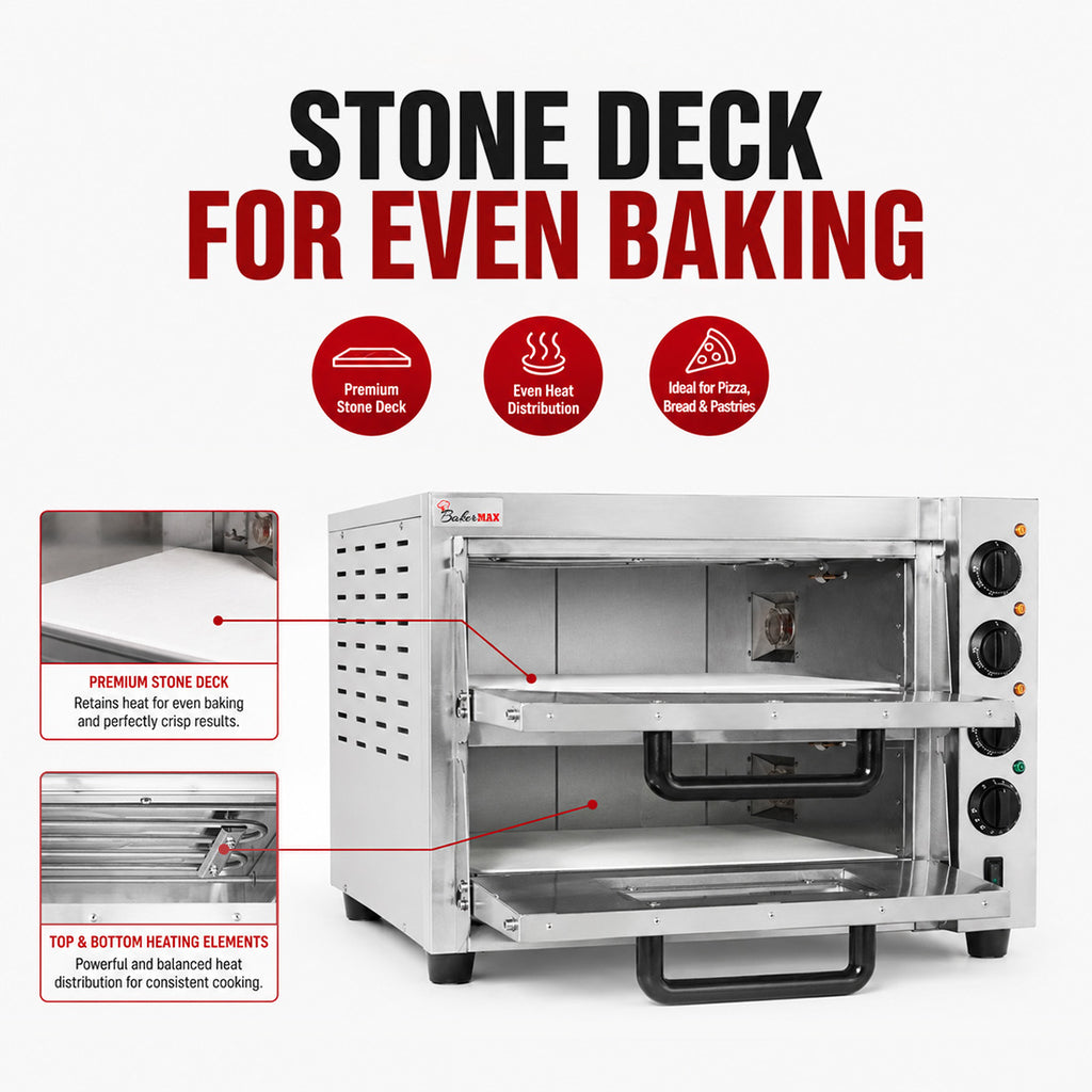 BakerMax Compact Countertop Double Deck Electric Pizza Oven EP-2T/15