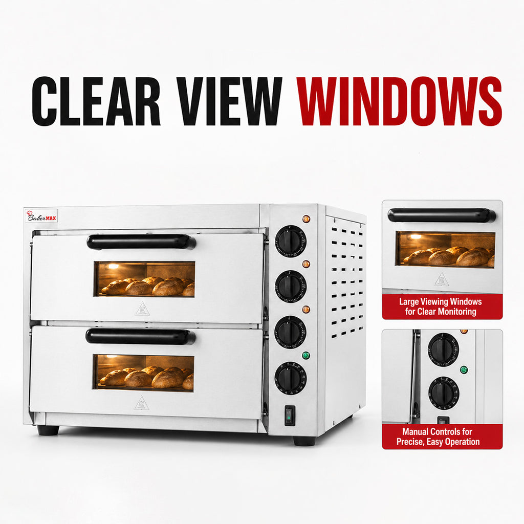 BakerMax Compact Countertop Double Deck Electric Pizza Oven EP-2T/15