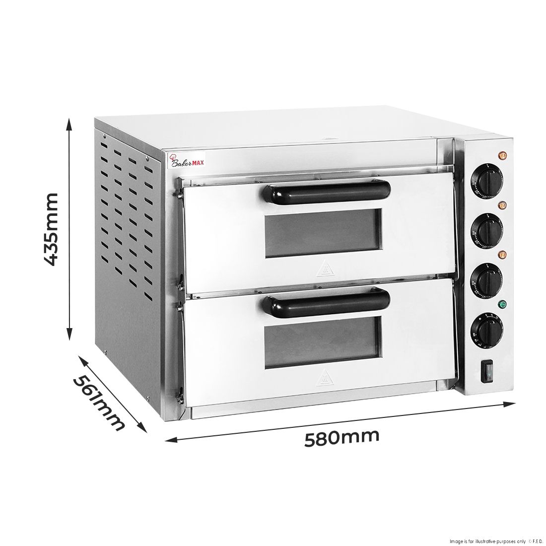BakerMax Compact Countertop Double Deck Electric Pizza Oven - EP-2T