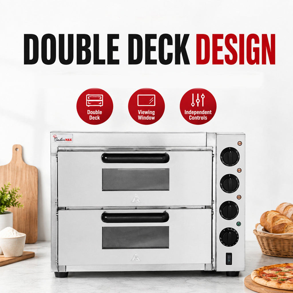BakerMax Compact Countertop Double Deck Electric Pizza Oven - EP-2T
