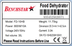 Benchstar Food Dehydrator with 10 trays âÂ FD-10HB