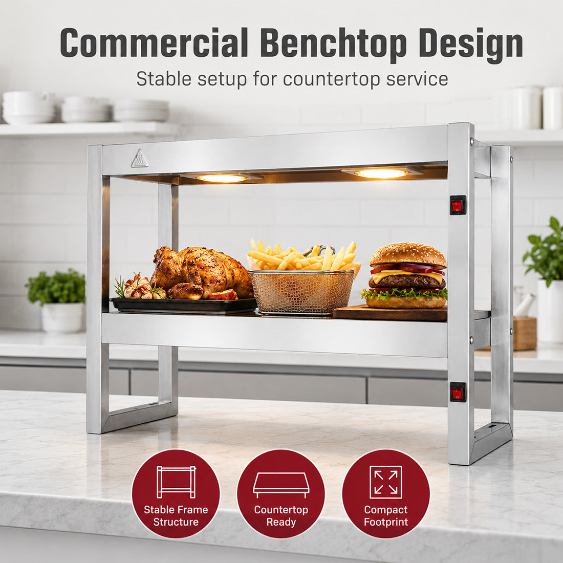 Benchstar Commercial Food Warmer with 4 Lamps âÂ FW4L-092