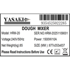 Yasaki Tilting Head Dough Mixer - HRM-20