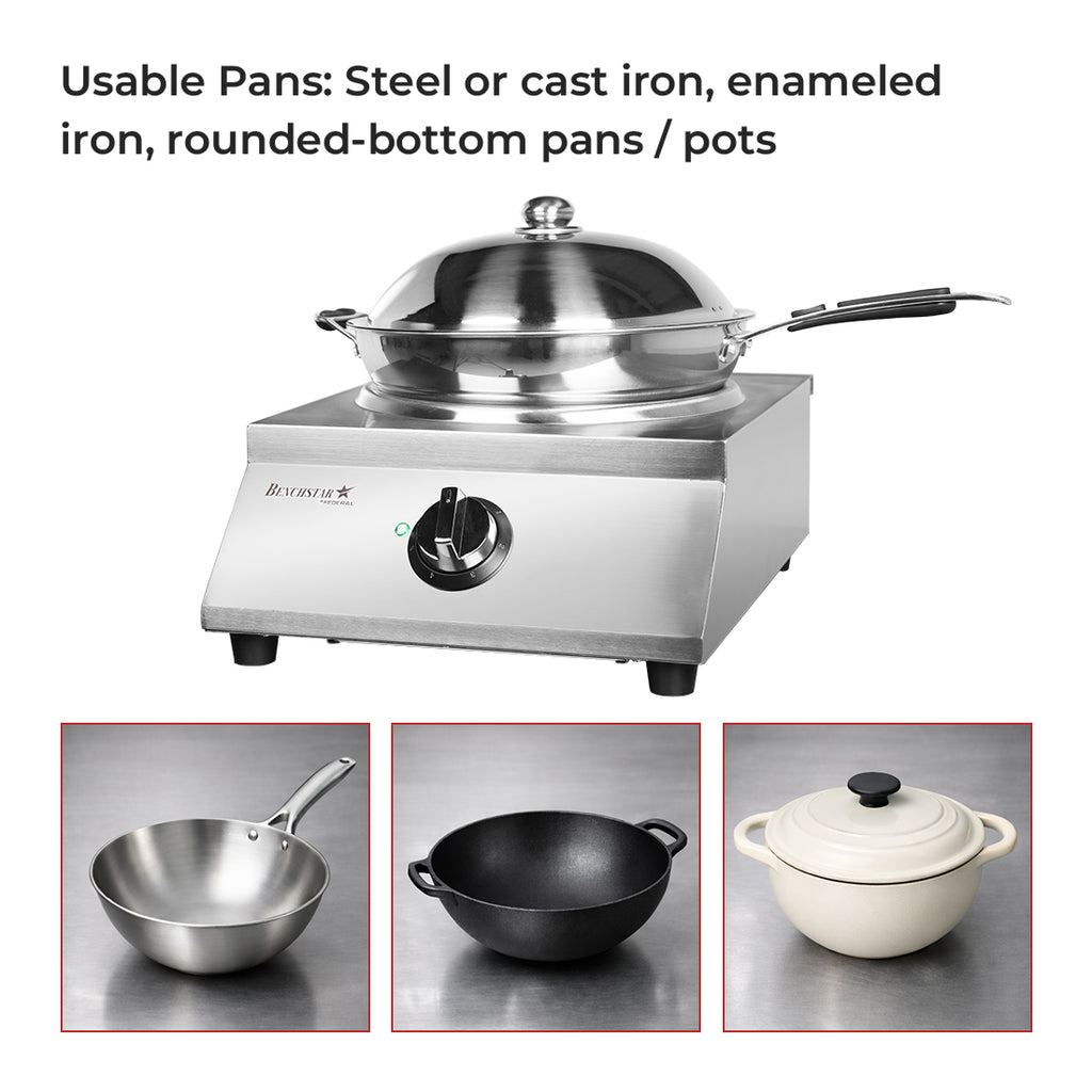 Benchstar Ceramic Induction Wok w/ Stainless Steel Body IW500