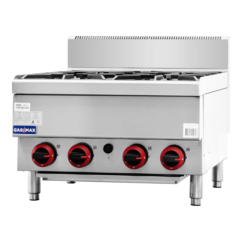 Gasmax Benchtop Natural Gas 4 Burner Cooktop w/ Splashback - JUS-TR-4B
