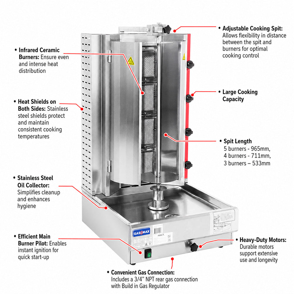 GasMax Semi-automatic 4 Burner NG Kebab Machine KB-4