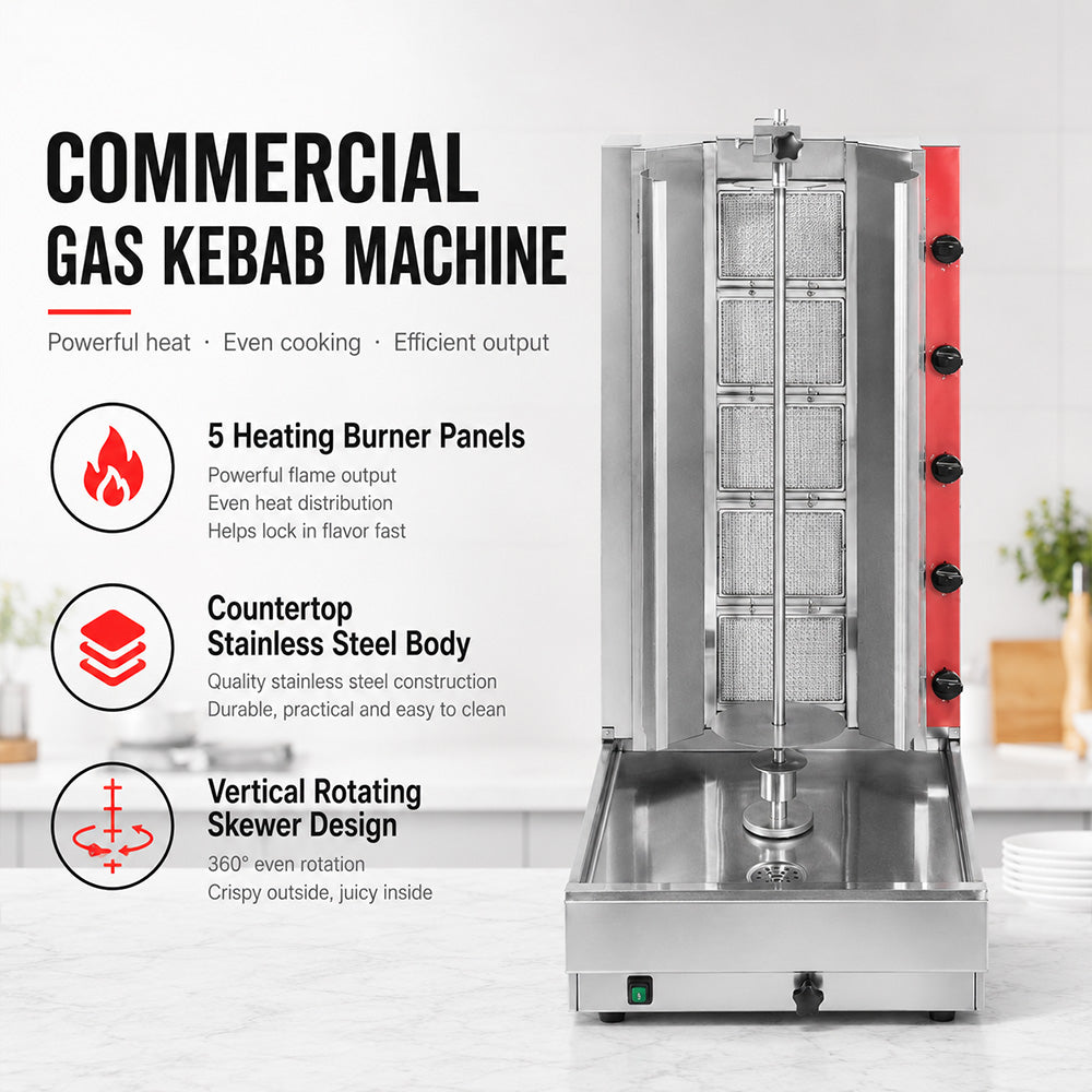 Gasmax Semi-automatic 5 Burner NG Kebab Machine - KB-5