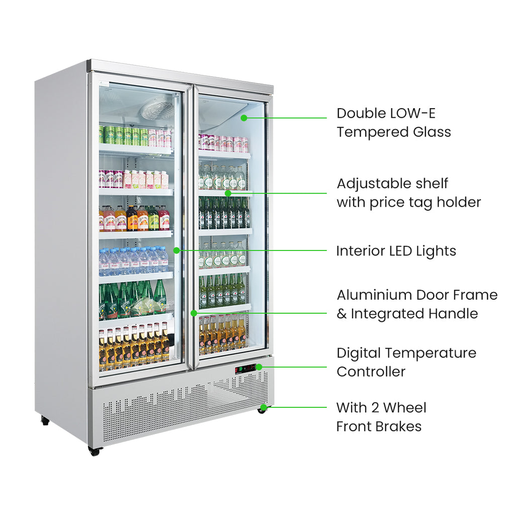 Thermaster Double Door Supermarket Fridge - LG-1000GBM