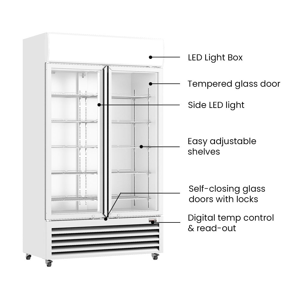 Thermaster Two Glass Door Colourbond Upright Drink Fridge - LG-730P