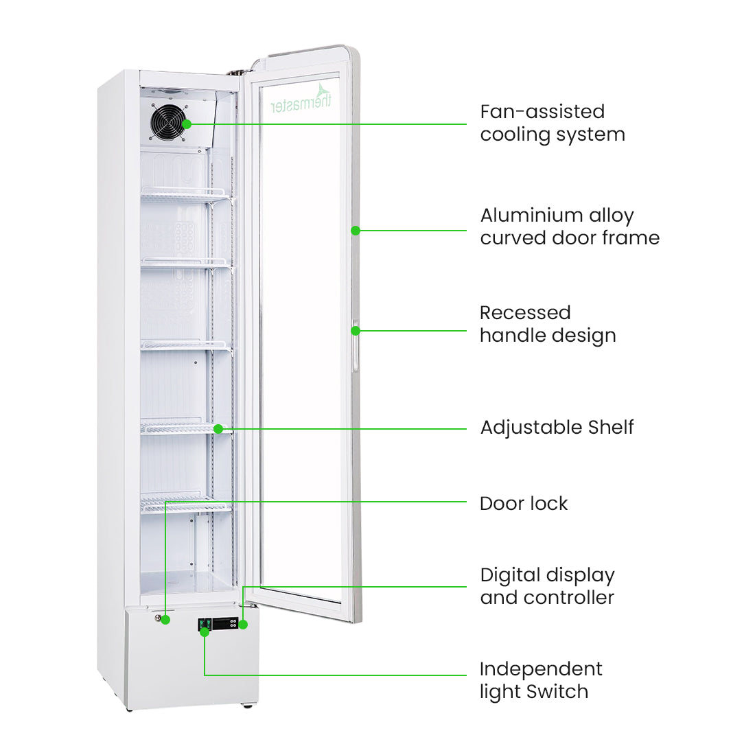 Thermaster SlimFit Upright Glass Door Beverage Fridge - LG166FA