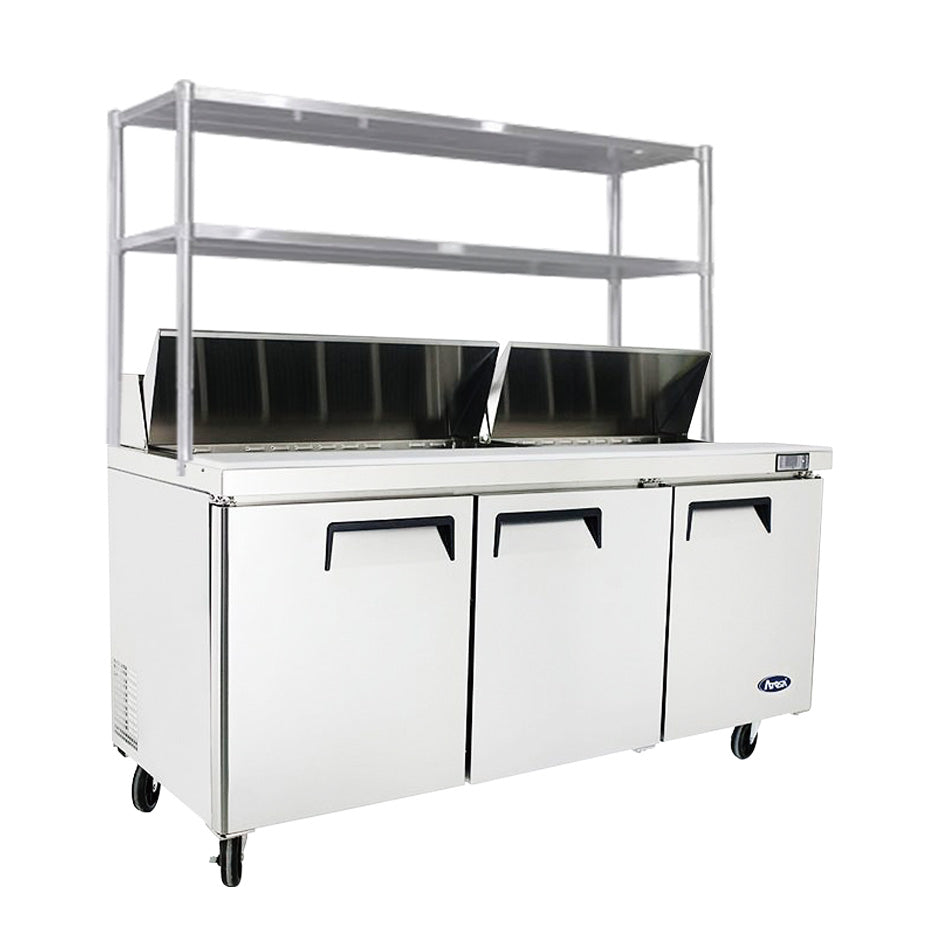 3 DOOR SANDWICH PREP TABLE FRIDGE WITH OVER SHELF MSF8304OS