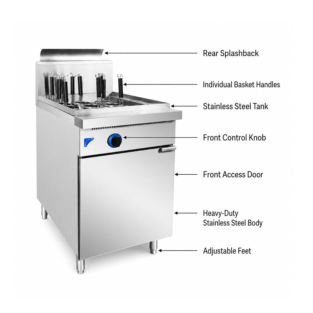 PC150-9 - V Pan Natural Gas 9 Baskets Pasta and Noodle Cooker