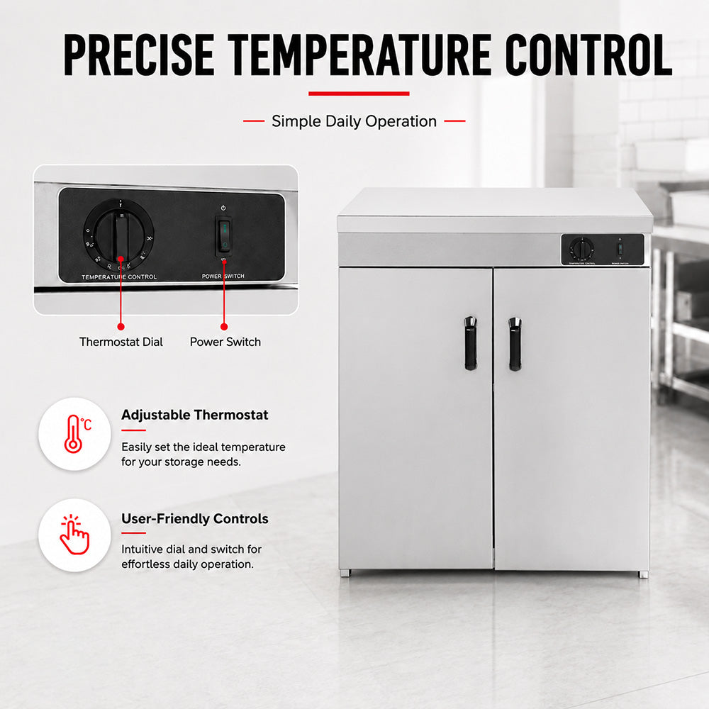 Elementry Stainless Steel Double Cabinet Plate Warmer 120 Plates - PW-DE