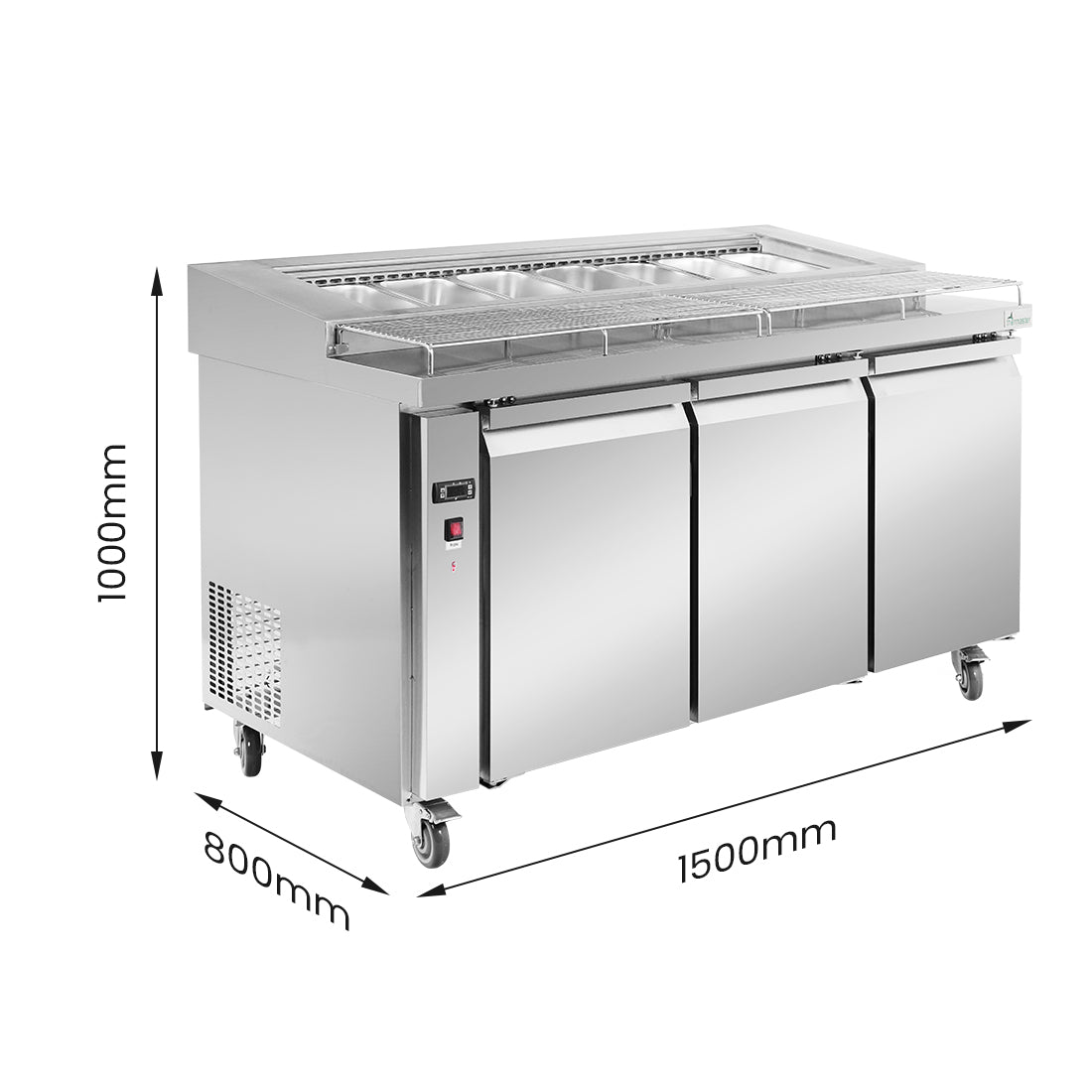 Thermaster PWB150 three door DELUXE Pizza Prep Bench