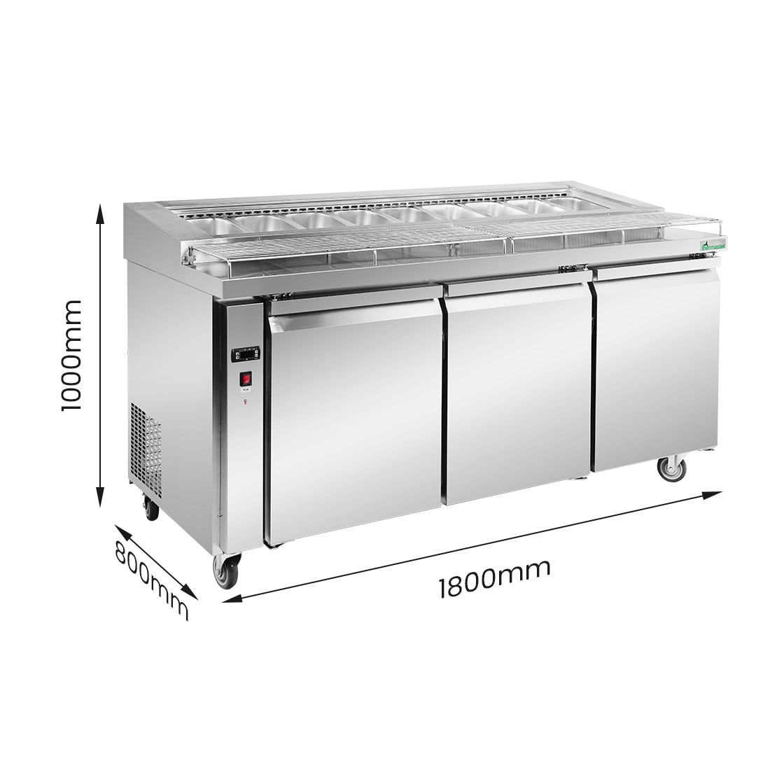 Thermaster three door DELUXE Pizza Prep Bench - PWB180