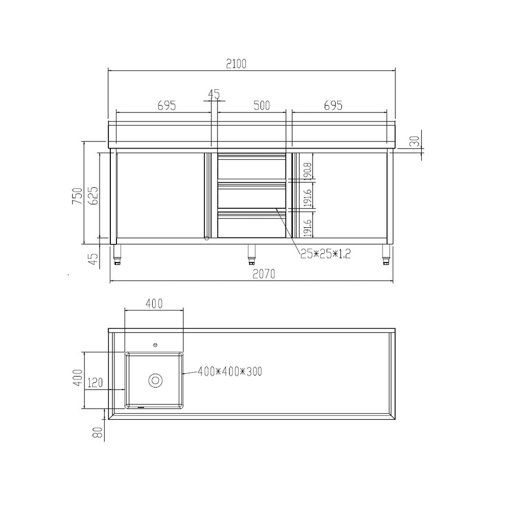 SC-6-2100L-H Cabinet with Left Sink