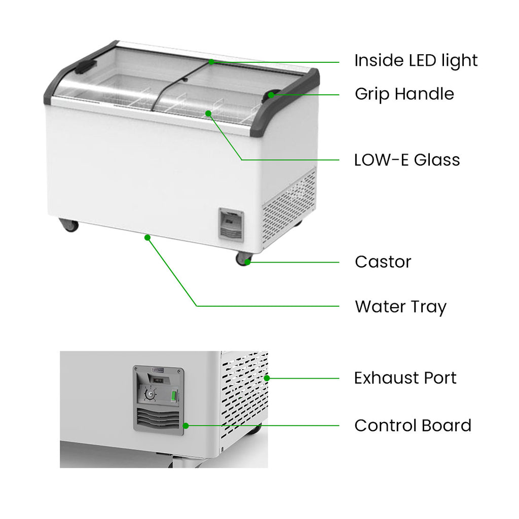 Thermaster Heavy Duty Supermarket Glass Sliding Lid Freezers 406L - SD-406K
