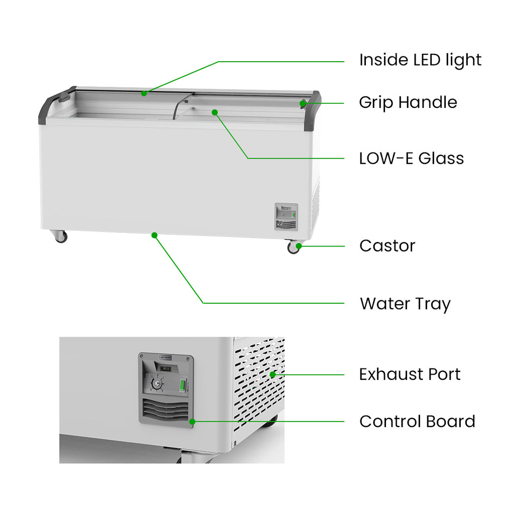 Thermaster Heavy Duty Supermarket Glass Sliding Lid Freezers 576L - SD-576K