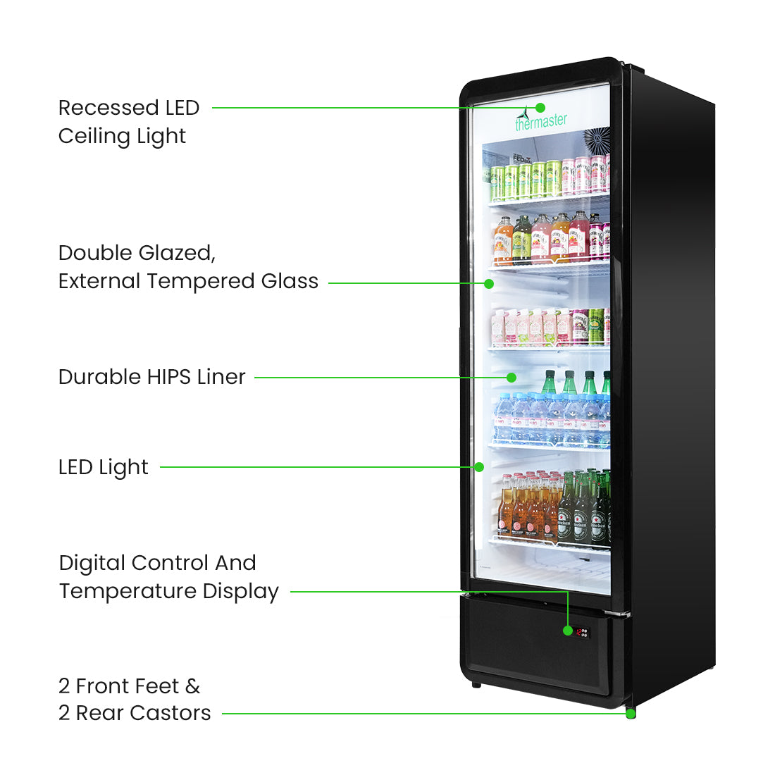 Thermaster Upright Glass Door Beverage Fridge - SDC-343B 
