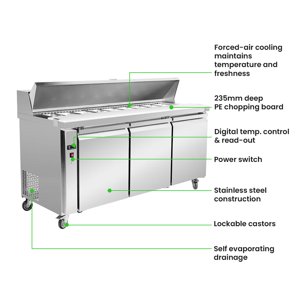 Thermaster three large door Sandwich Bar - SLB180