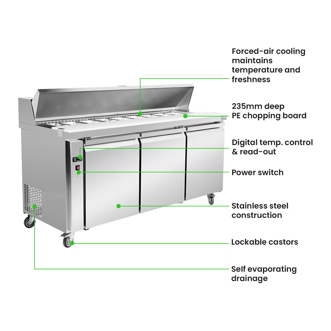 Thermaster three large door Sandwich Bar - SLB180