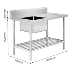 Left Inlet Single Sink Dishwasher Bench SSBD7-1200L/A
