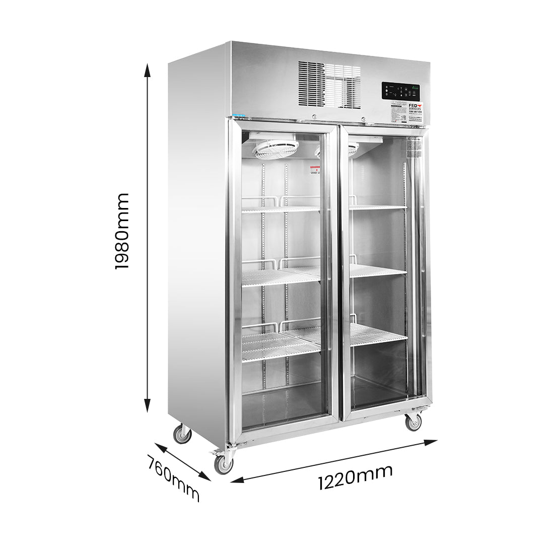 Thermaster Double Door Upright Display Fridge - SUCG1000