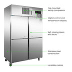 Thermaster TROPICAL Thermaster 4 x Half door SS Freezer - SUF1000