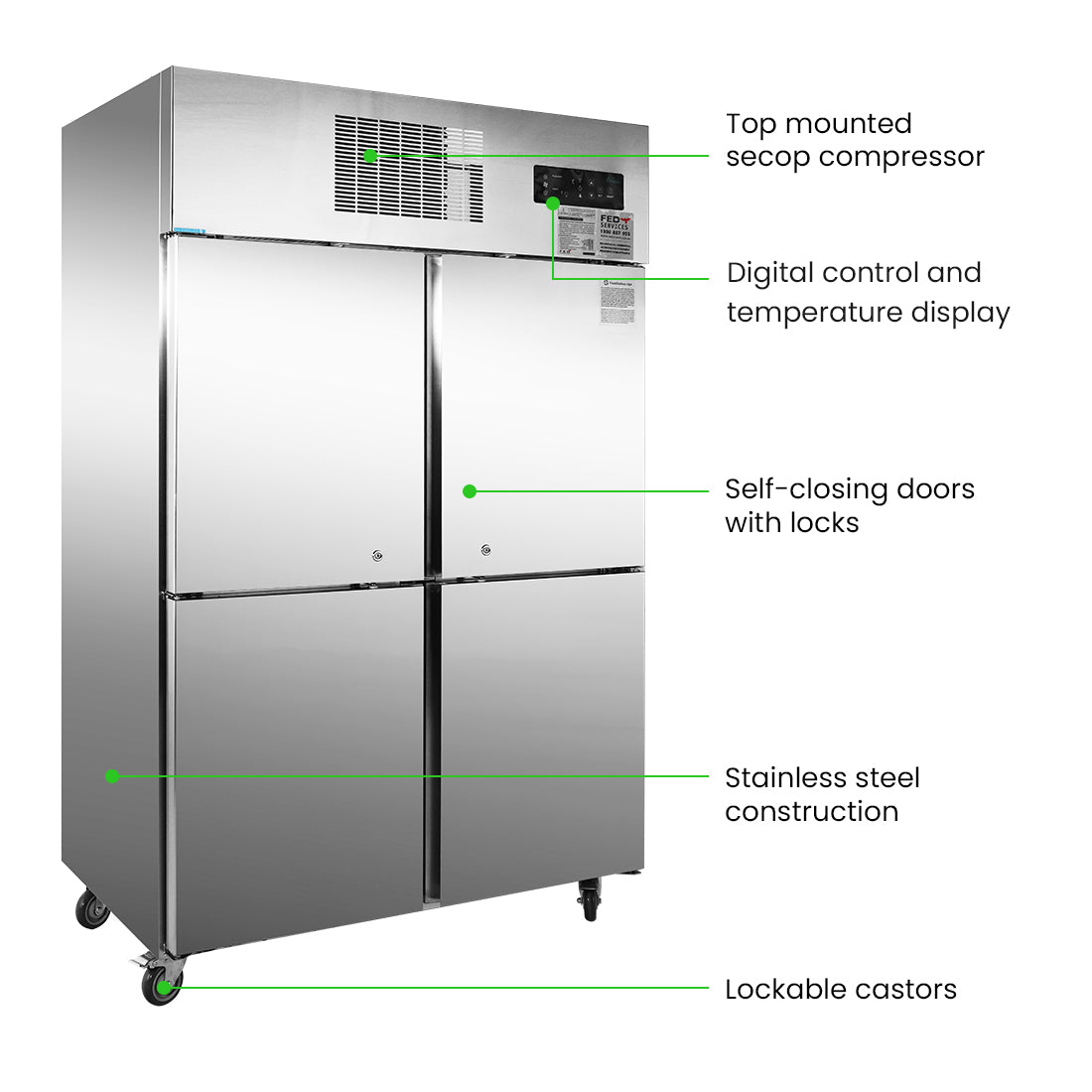 Thermaster TROPICAL Thermaster 4 x Half door SS Freezer - SUF1000
