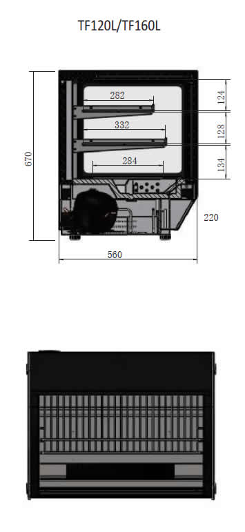 COUNTERTOP SQUARE CAKE SHOWCASE 700 MM FRIDGE TF120L