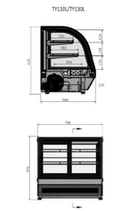 COUNTERTOP ROUND CAKE SHOWCASE 900 MM FRIDGE TY130L