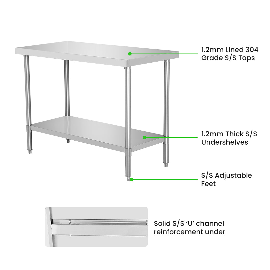 Modular System Stainless Steel Workbench - WB7-1200/A