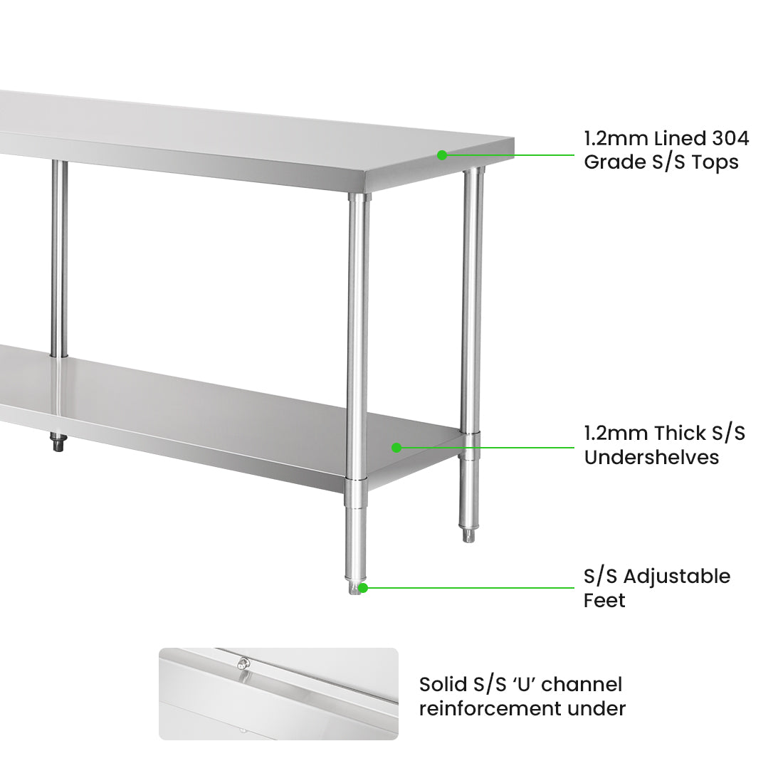 Modular System Stainless Steel Workbench - WB7-2100/A