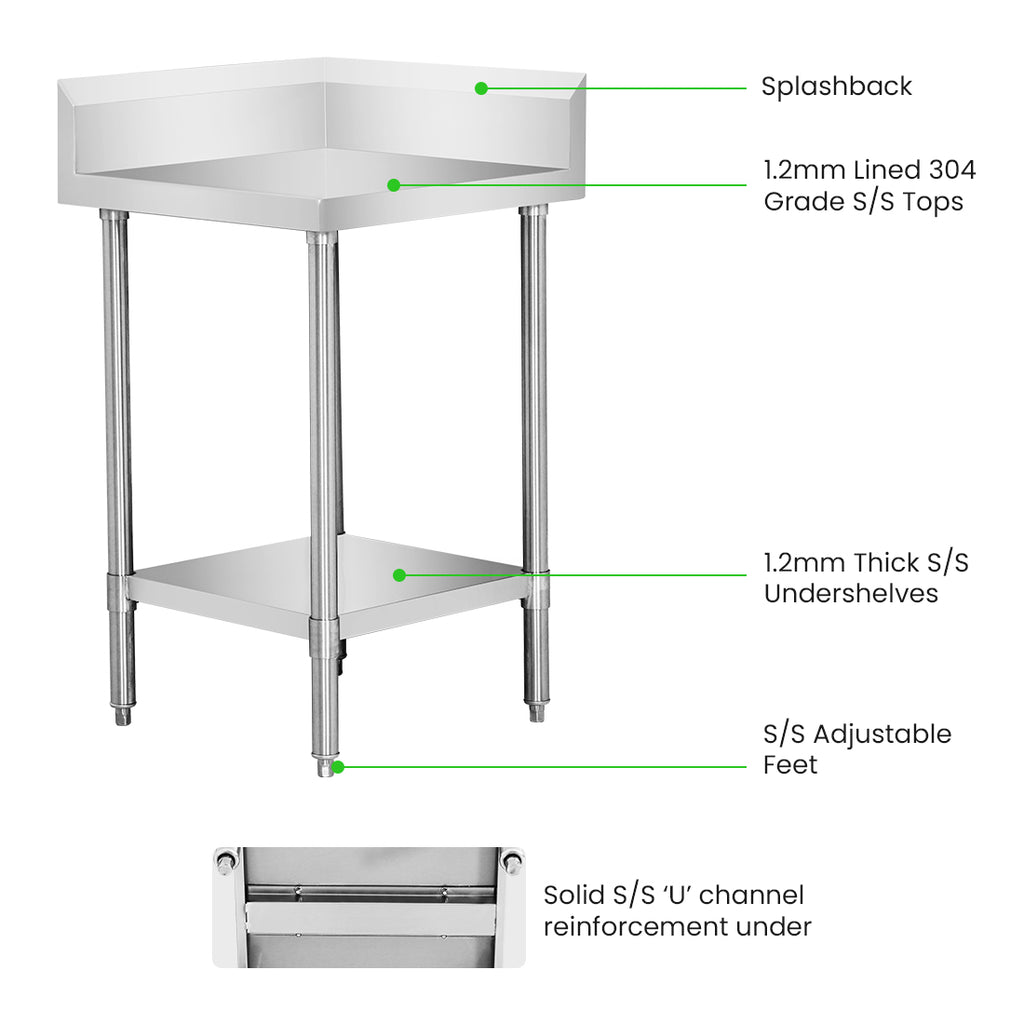 WBCB6-0600/A - Corner Workbench with 150mm Splashback & Undershelf