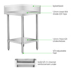 WBCB6-0600/A - Corner Workbench with 150mm Splashback & Undershelf