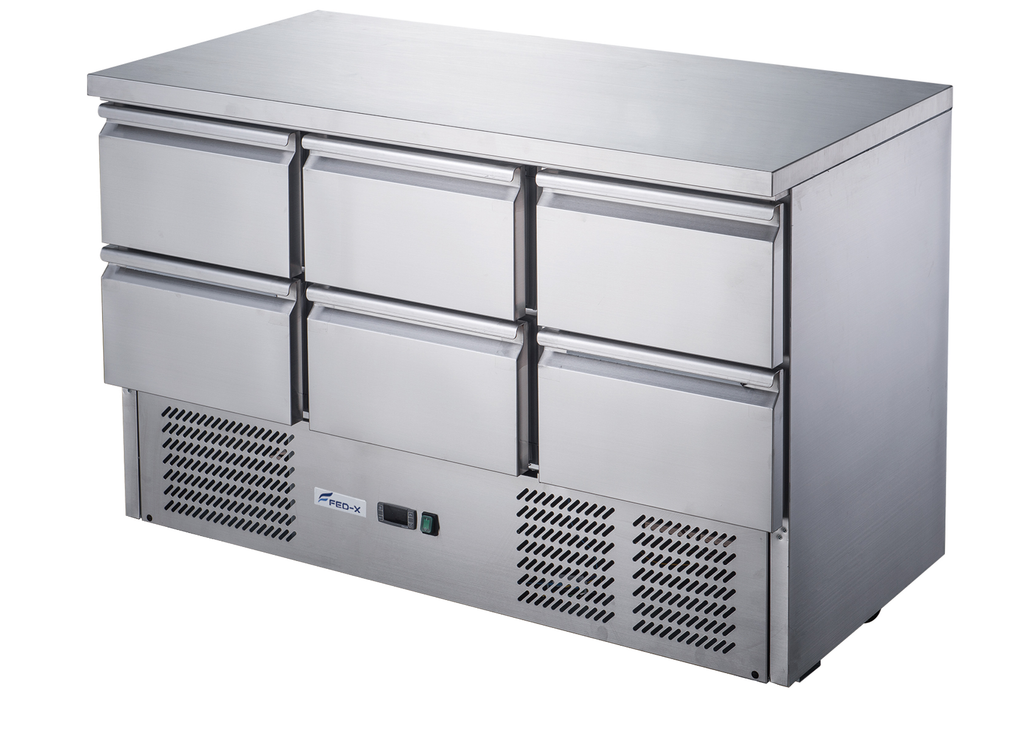 FED-X Six Drawer Compact Workbench Fridge - XGNS1300-6D