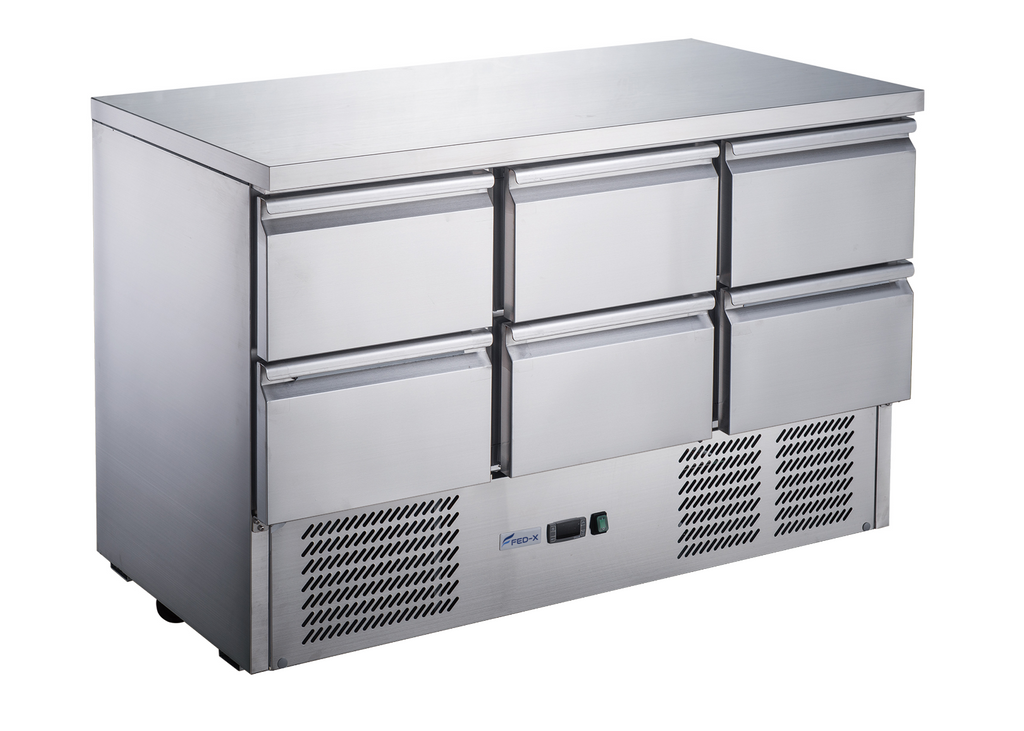 FED-X Six Drawer Compact Workbench Fridge - XGNS1300-6D