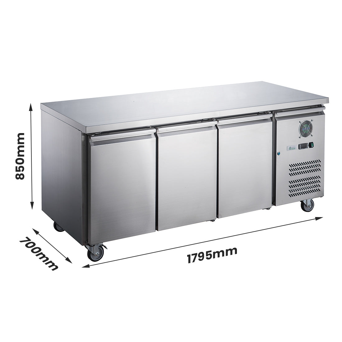 FED-X S/S Three Door Bench Fridge - XUB7C18S3V