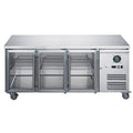 FED-X Three Glass Door Bench Fridge Stainless Steel - XUB6C18G3V