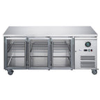 FED-X Three Glass Door Bench Fridge Stainless Steel - XUB6C18G3V