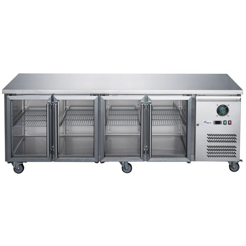 FED-X Four Glass Door Bench Fridge  - XUB7C22G4V